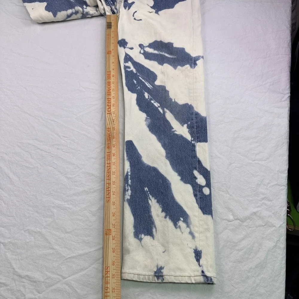 Vintage Levi 501 Jeans, Usa Made Custom Bleach Tie-Dye 3432 Rear Zip 100% Cotton